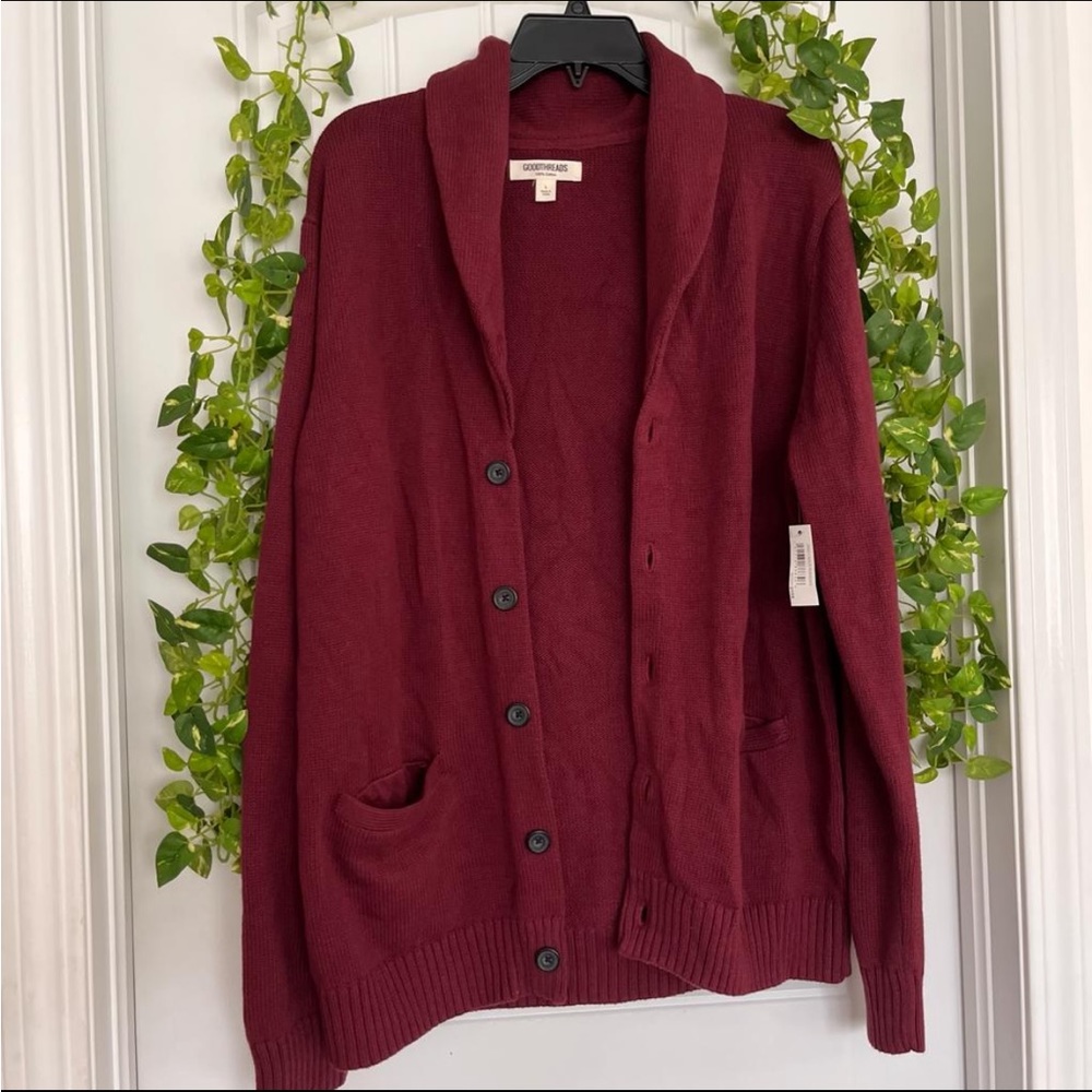 Burgundy Cardigan for Men